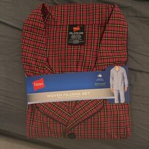 Hanes Red and Black Woven Pajama Set